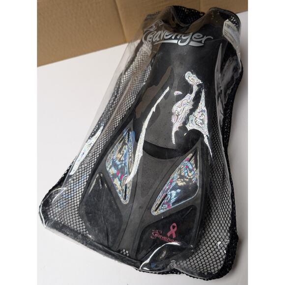 Seavenger Snorkel Fins ADULT SIZE M/L/XL 9-13 Mesh Carrying Bag black pink beach - Picture 4 of 5